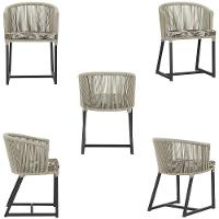 Cadeira De Jantar Noronha Alumínio Preta E6 Trama Original Rami - 5