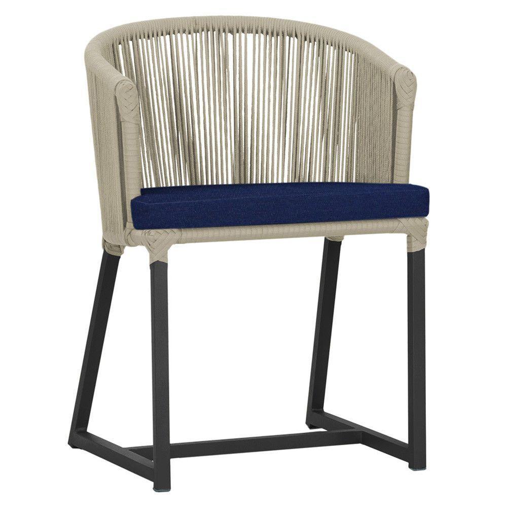 Cadeira De Jantar Noronha Alumínio Preta E10 Trama Original Rami - 1