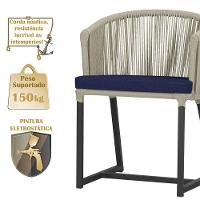 Cadeira De Jantar Noronha Alumínio Preta E10 Trama Original Rami