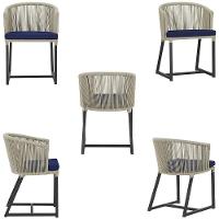 Cadeira De Jantar Noronha Alumínio Preta E10 Trama Original Rami - 5