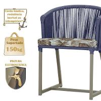 Mesa E 6 Cadeiras De Jantar Noronha Fendi E6 Trama Original Azul