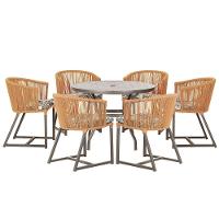 Mesa E 6 Cadeiras E Noronha Marrom E6 Trama Original Terra Cota - 1