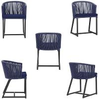 Cadeira De Jantar Noronha Alumínio Preta E10 Trama Original Azul - 5