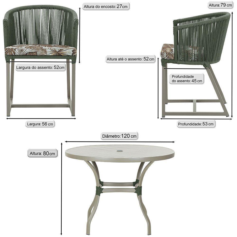 Mesa E 6 Cadeiras De Jantar Noronha Fendi E6 Trama Original Verde - 3