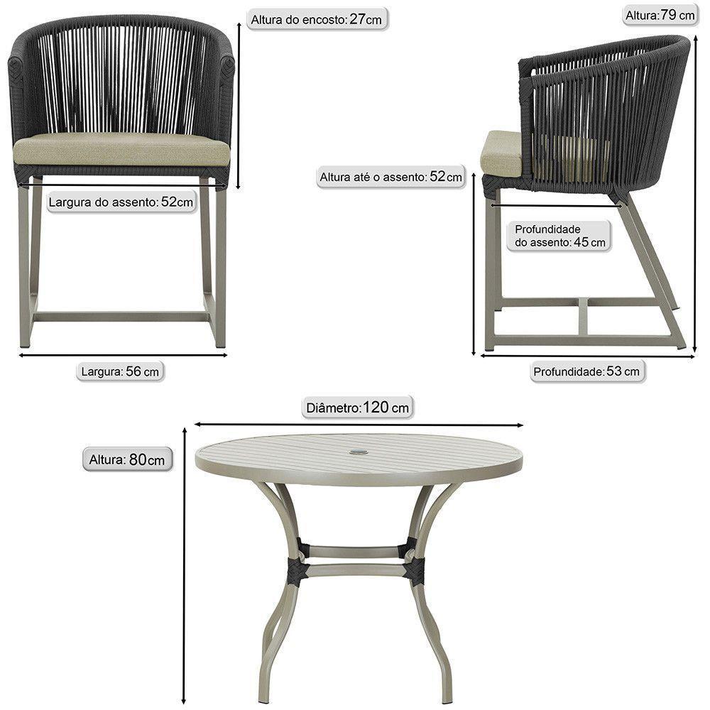 Mesa E 6 Cadeiras De Jantar Noronha Fendi E7 Trama Original Preto - 2