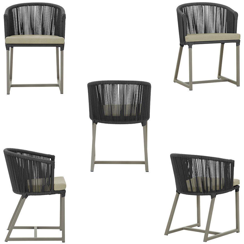 Mesa E 6 Cadeiras De Jantar Noronha Fendi E7 Trama Original Preto - 5