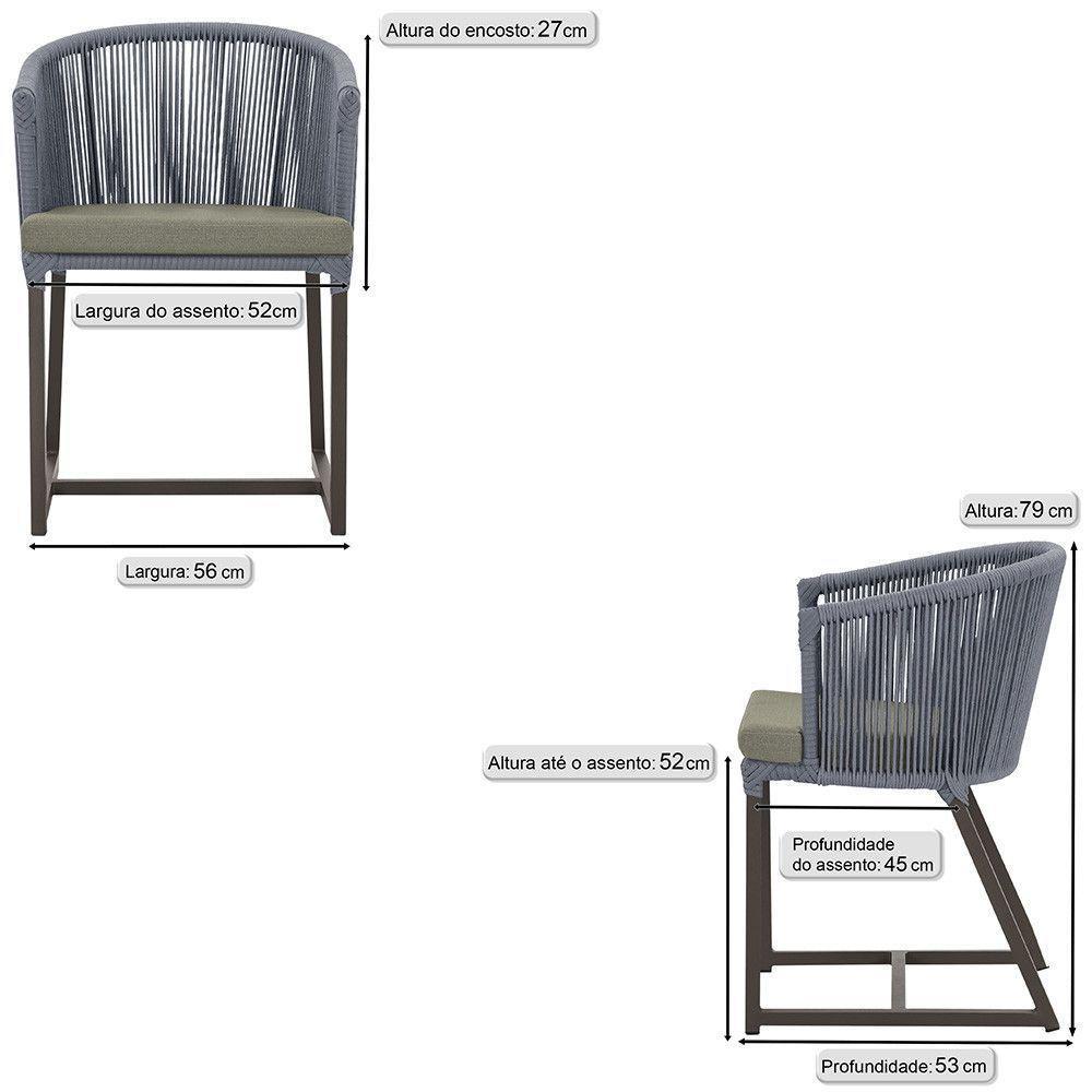 Cadeira De Jantar Noronha Alumínio Marrom E8 Trama Original Prata - 2