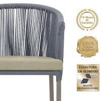 Mesa E 6 Cadeiras De Jantar Noronha Fendi E7 Trama Original Prata - 3