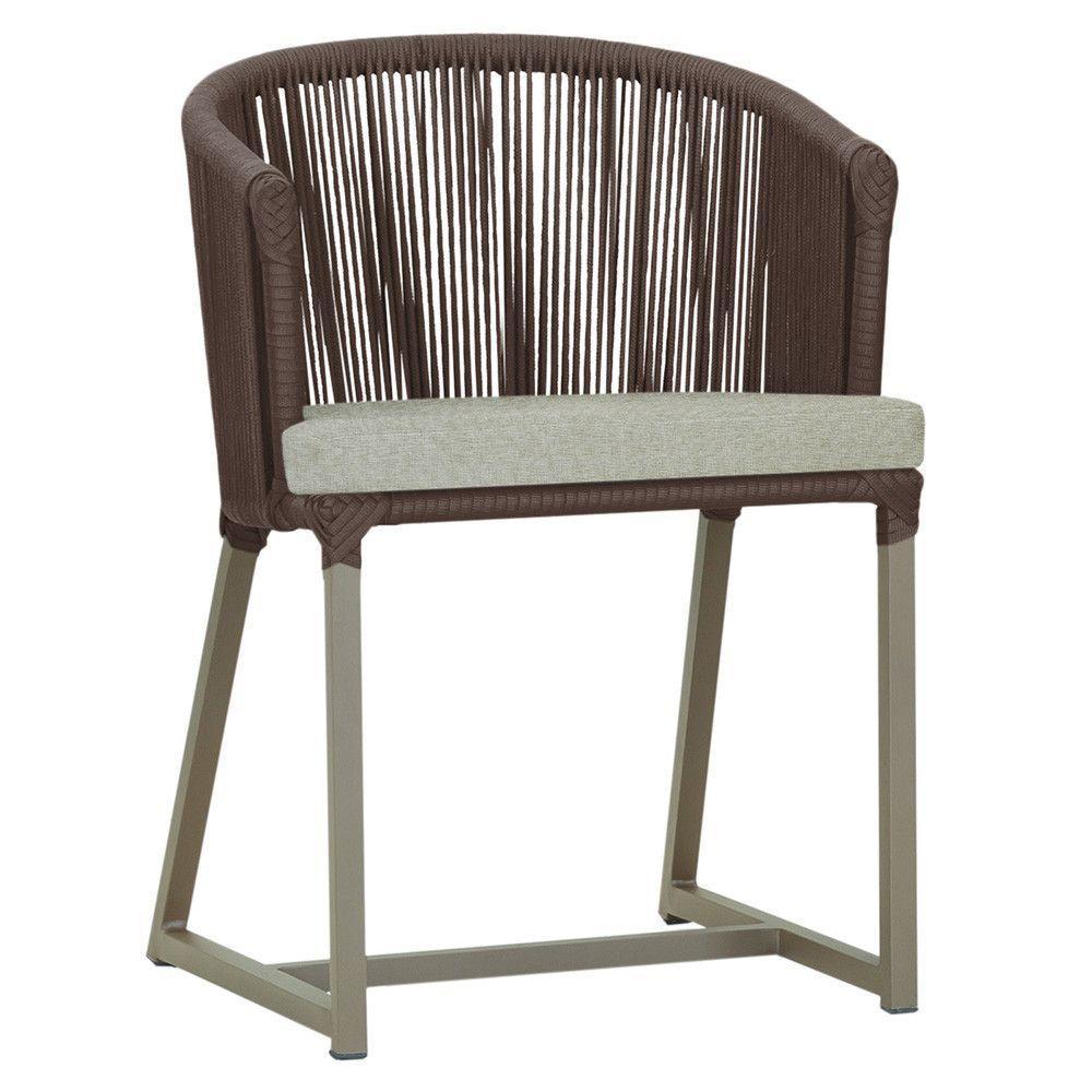 Cadeira De Jantar Noronha Alumínio Fendi E3 Trama Original Marrom - 1