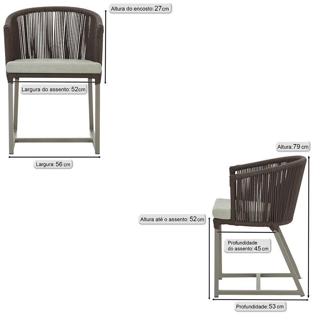 Cadeira De Jantar Noronha Alumínio Fendi E3 Trama Original Marrom - 2