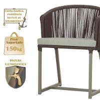 Cadeira De Jantar Noronha Alumínio Fendi E3 Trama Original Marrom