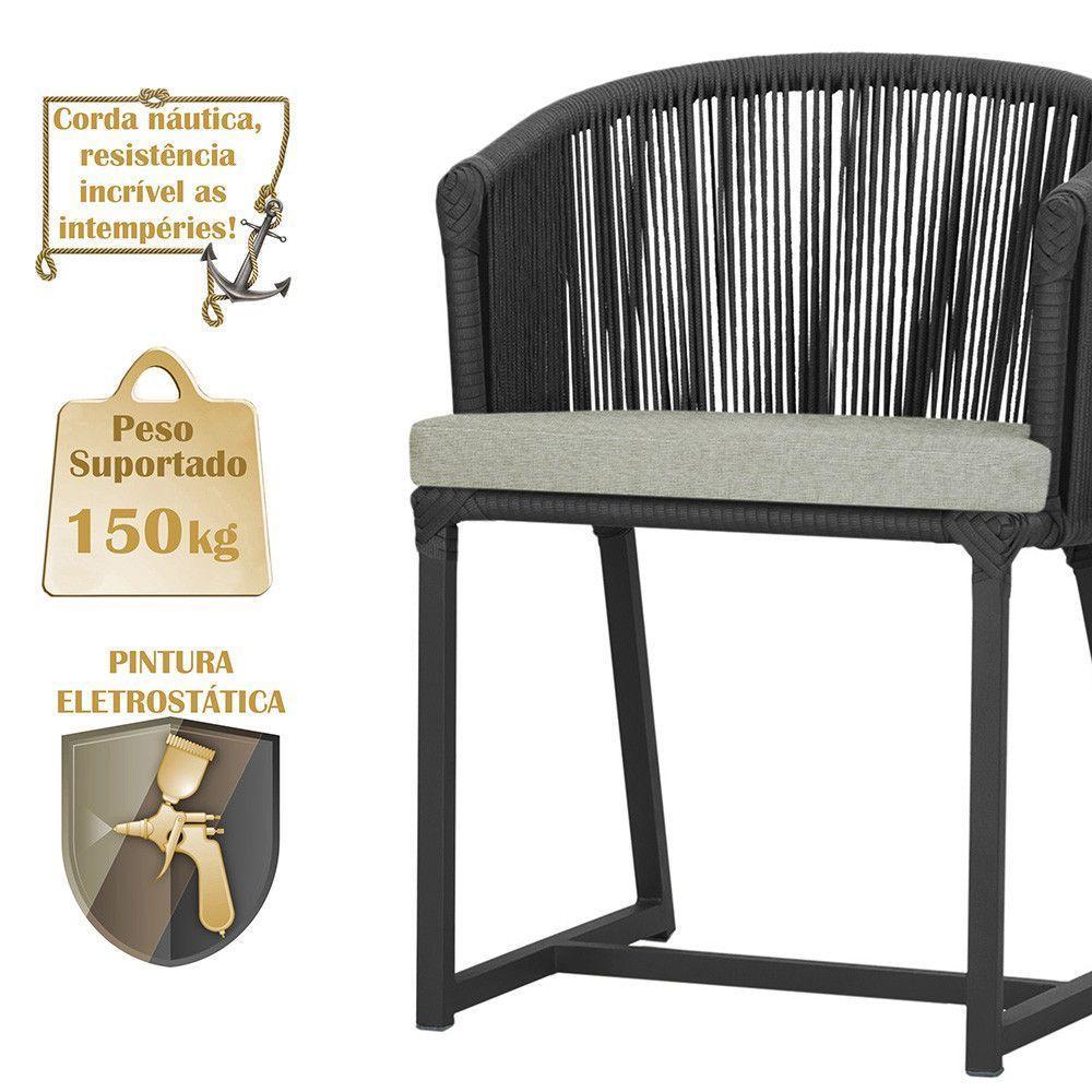 Cadeira De Jantar Noronha Alumínio Preta E3 Trama Original Preto - 4