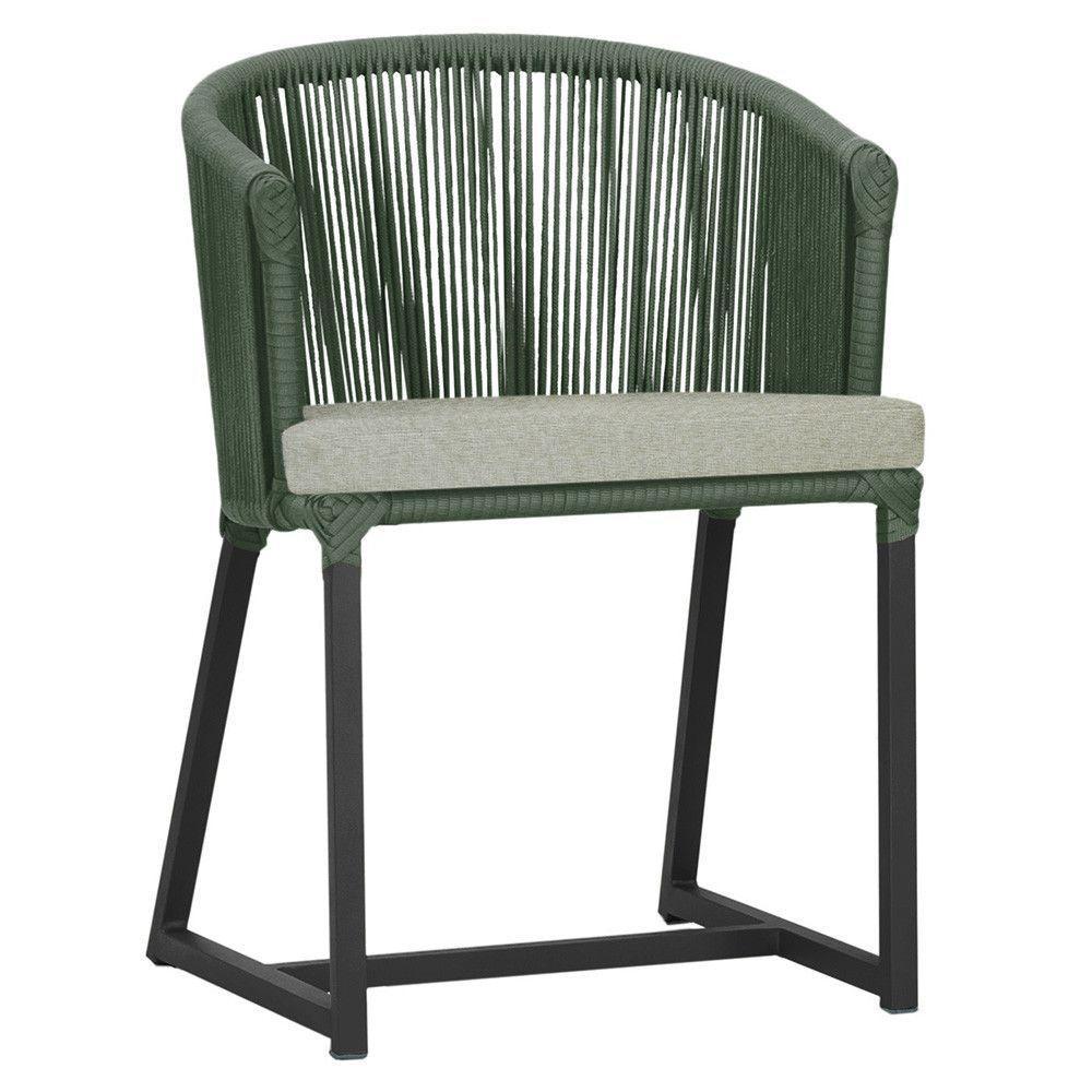 Cadeira De Jantar Noronha Alumínio Preta E3 Trama Original Verde - 1