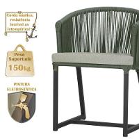 Cadeira De Jantar Noronha Alumínio Preta E3 Trama Original Verde