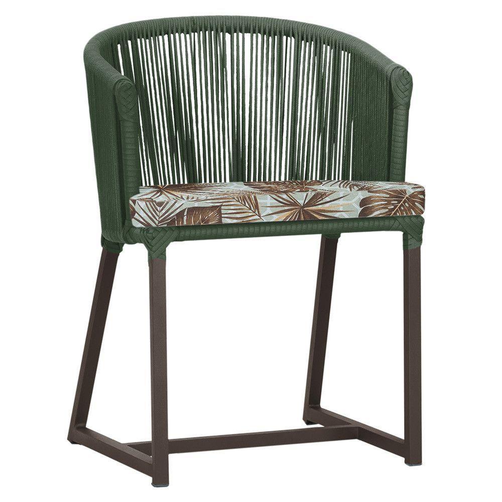 Cadeira De Jantar Noronha Alumínio Marrom E6 Trama Original Verde - 1