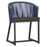 Cadeira De Jantar Noronha Alumínio Preta E13 Trama Original Azul - 1