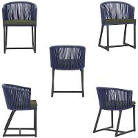 Cadeira De Jantar Noronha Alumínio Preta E13 Trama Original Azul - 5