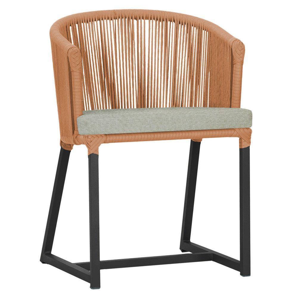 Cadeira De Jantar Noronha Alumínio Preta E3 Trama Original Terra Cota - 1