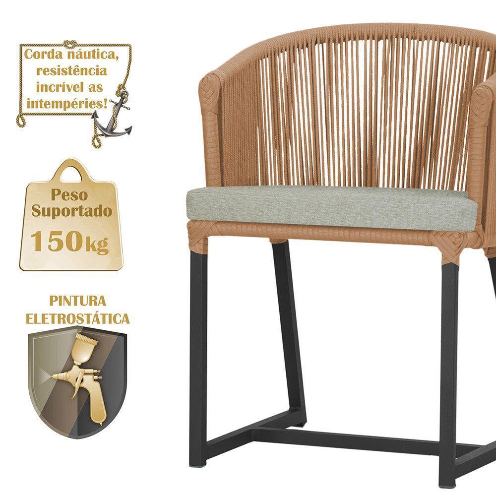 Cadeira De Jantar Noronha Alumínio Preta E3 Trama Original Terra Cota - 4