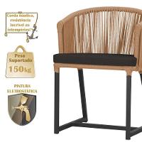 Cadeira De Jantar Noronha Alumínio Preta E9 Trama Original Terra Cota