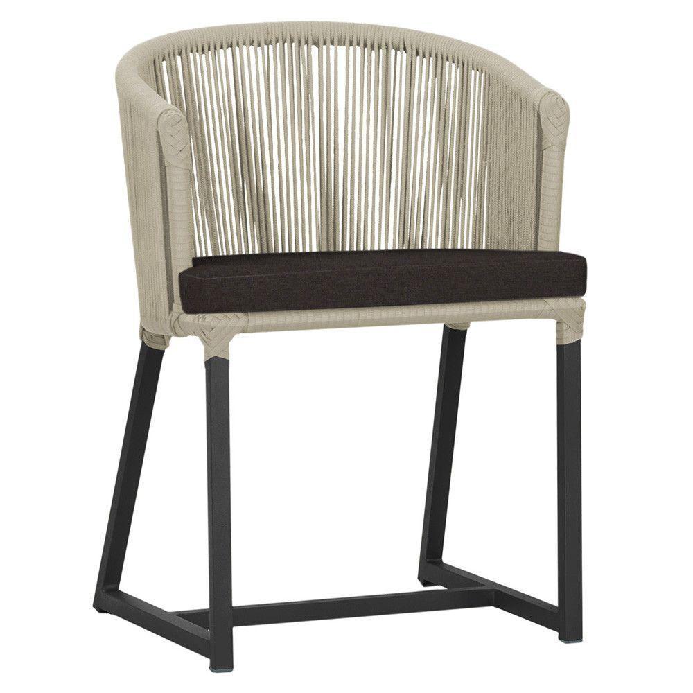 Cadeira De Jantar Noronha Alumínio Preta E9 Trama Original Rami - 1