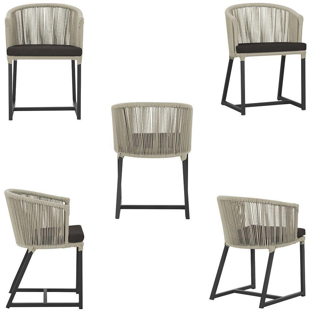 Cadeira De Jantar Noronha Alumínio Preta E9 Trama Original Rami - 5