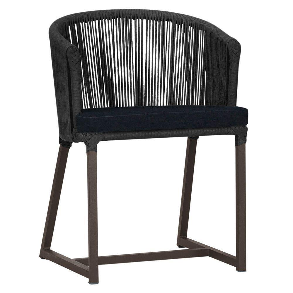 Cadeira De Jantar Noronha Alumínio Marrom E12 Trama Original Preto - 1