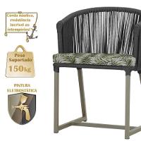 Cadeira De Jantar Noronha Alumínio Fendi E5 Trama Original Preto