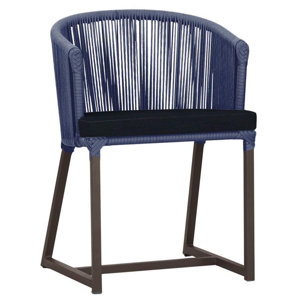 Cadeira De Jantar Noronha Alumínio Marrom E12 Trama Original Azul - 1