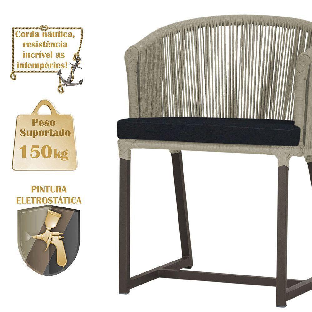 Cadeira De Jantar Noronha Alumínio Marrom E12 Trama Original Rami - 4