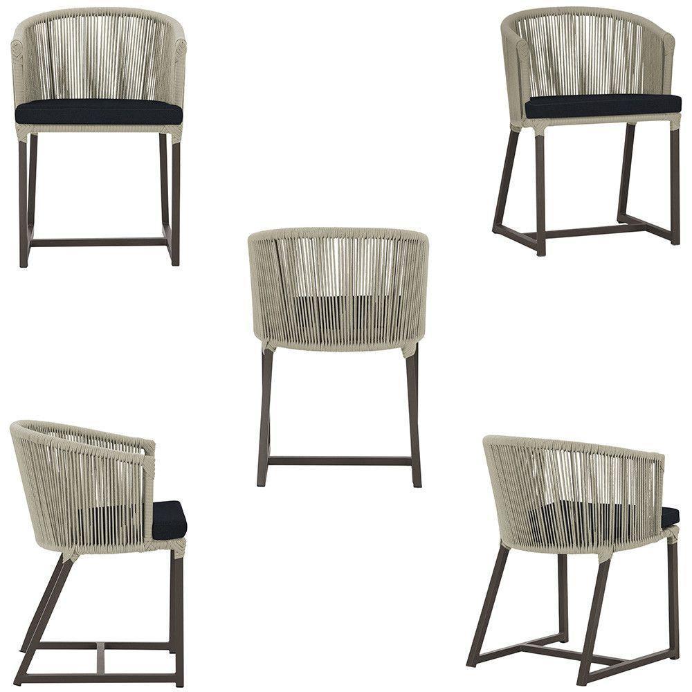 Cadeira De Jantar Noronha Alumínio Marrom E12 Trama Original Rami - 5