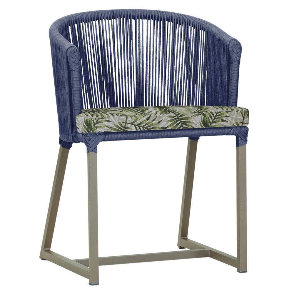 Cadeira De Jantar Noronha Alumínio Fendi E5 Trama Original Azul - 1