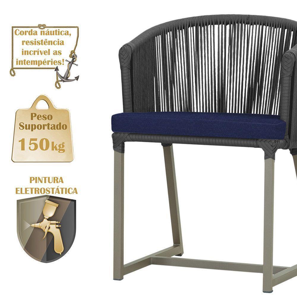 Cadeira De Jantar Noronha Alumínio Fendi E10 Trama Original Preto - 4