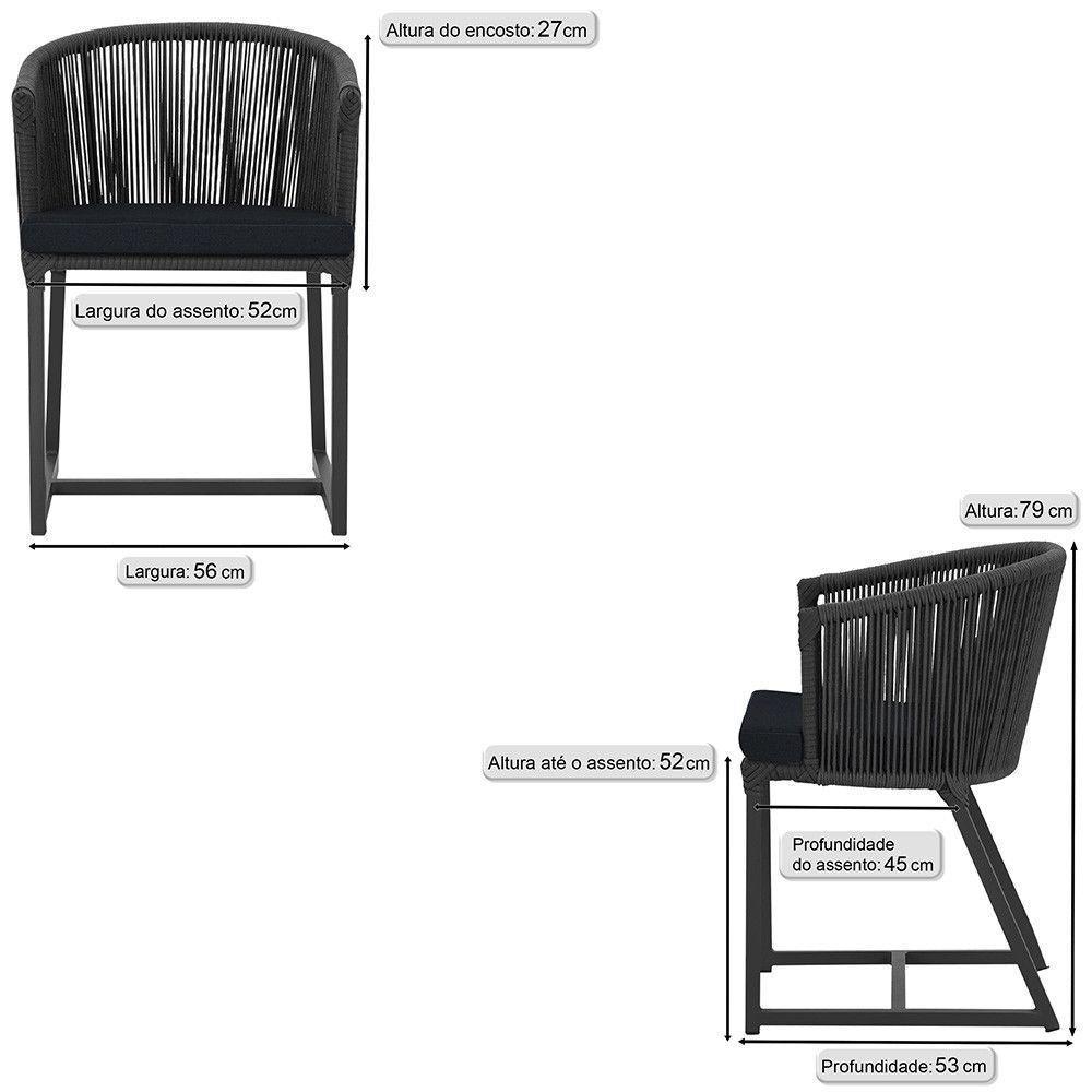 Cadeira De Jantar Noronha Alumínio Preta E12 Trama Original Preto - 2