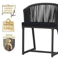 Cadeira De Jantar Noronha Alumínio Preta E12 Trama Original Preto