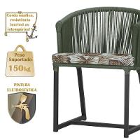 Cadeira De Jantar Noronha Alumínio Preta E6 Trama Original Verde