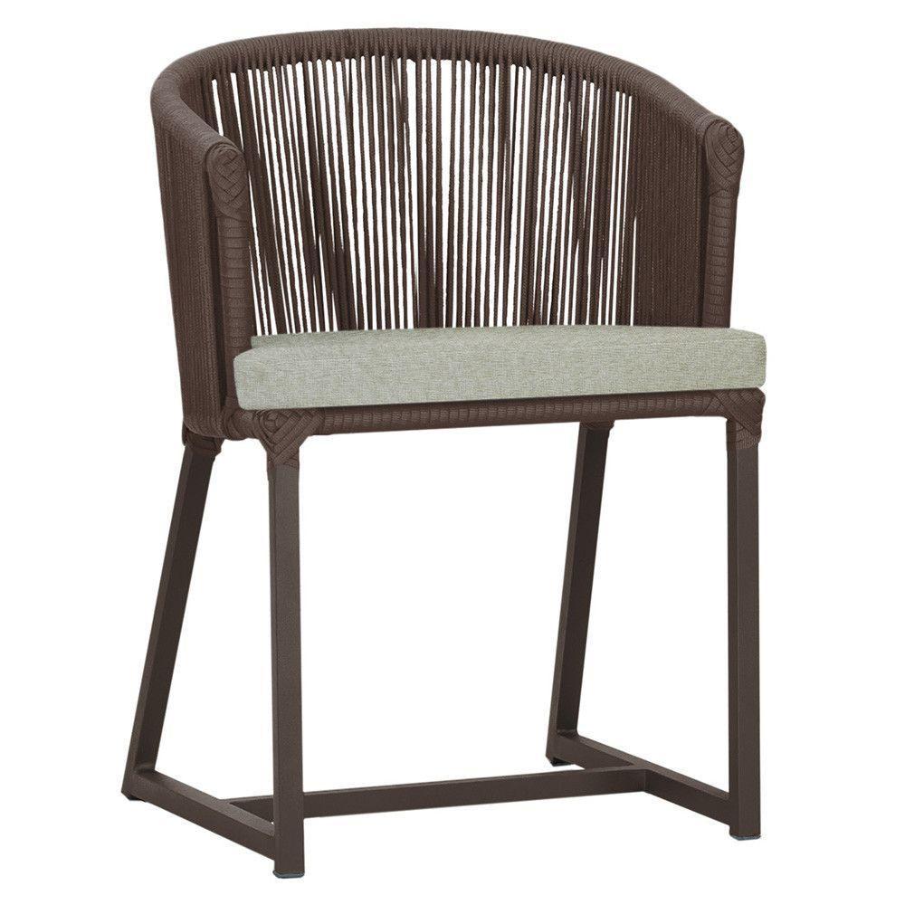 Cadeira De Jantar Noronha Alumínio Marrom E3 Trama Original Marrom - 1