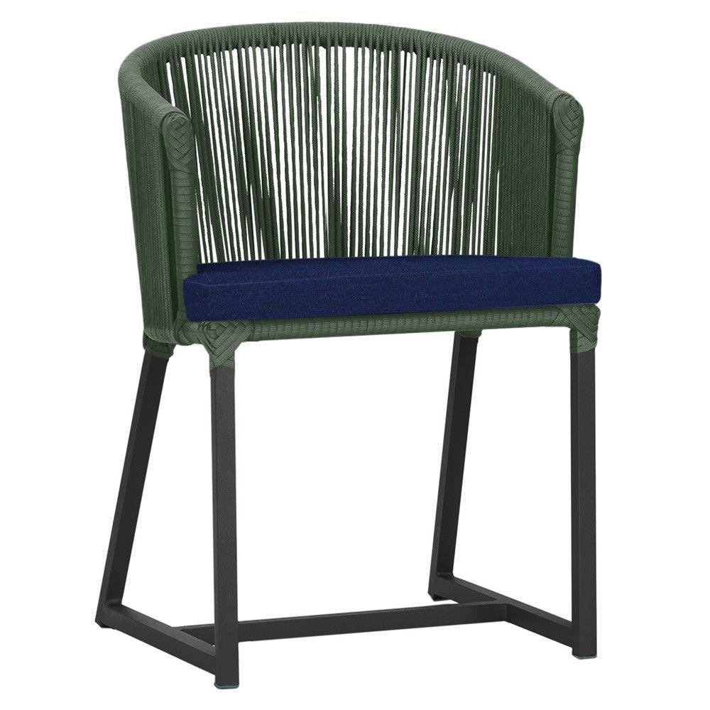 Cadeira De Jantar Noronha Alumínio Preta E10 Trama Original Verde - 1