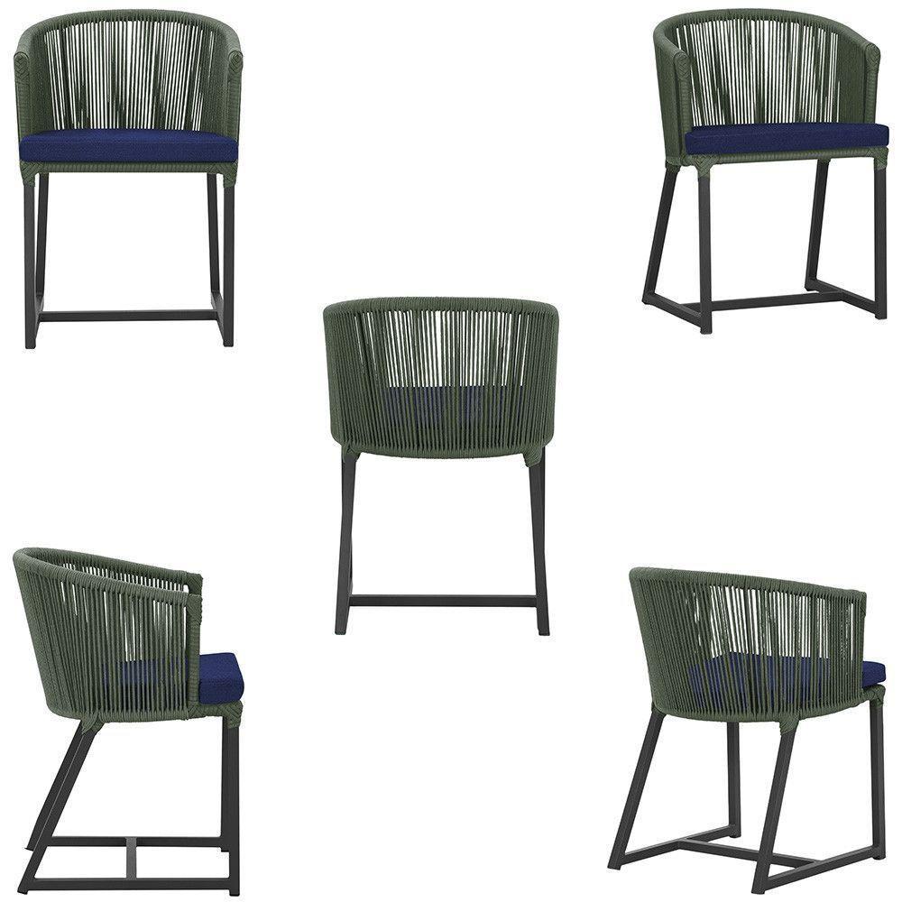 Cadeira De Jantar Noronha Alumínio Preta E10 Trama Original Verde - 5