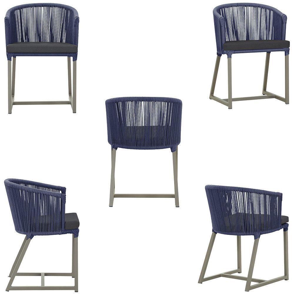 Cadeira De Jantar Noronha Alumínio Fendi E11 Trama Original Azul - 4