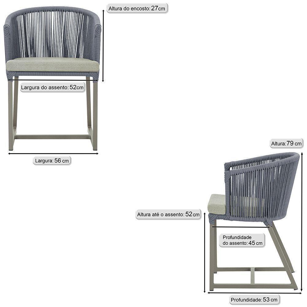 Cadeira De Jantar Noronha Alumínio Fendi E3 Trama Original Prata - 2