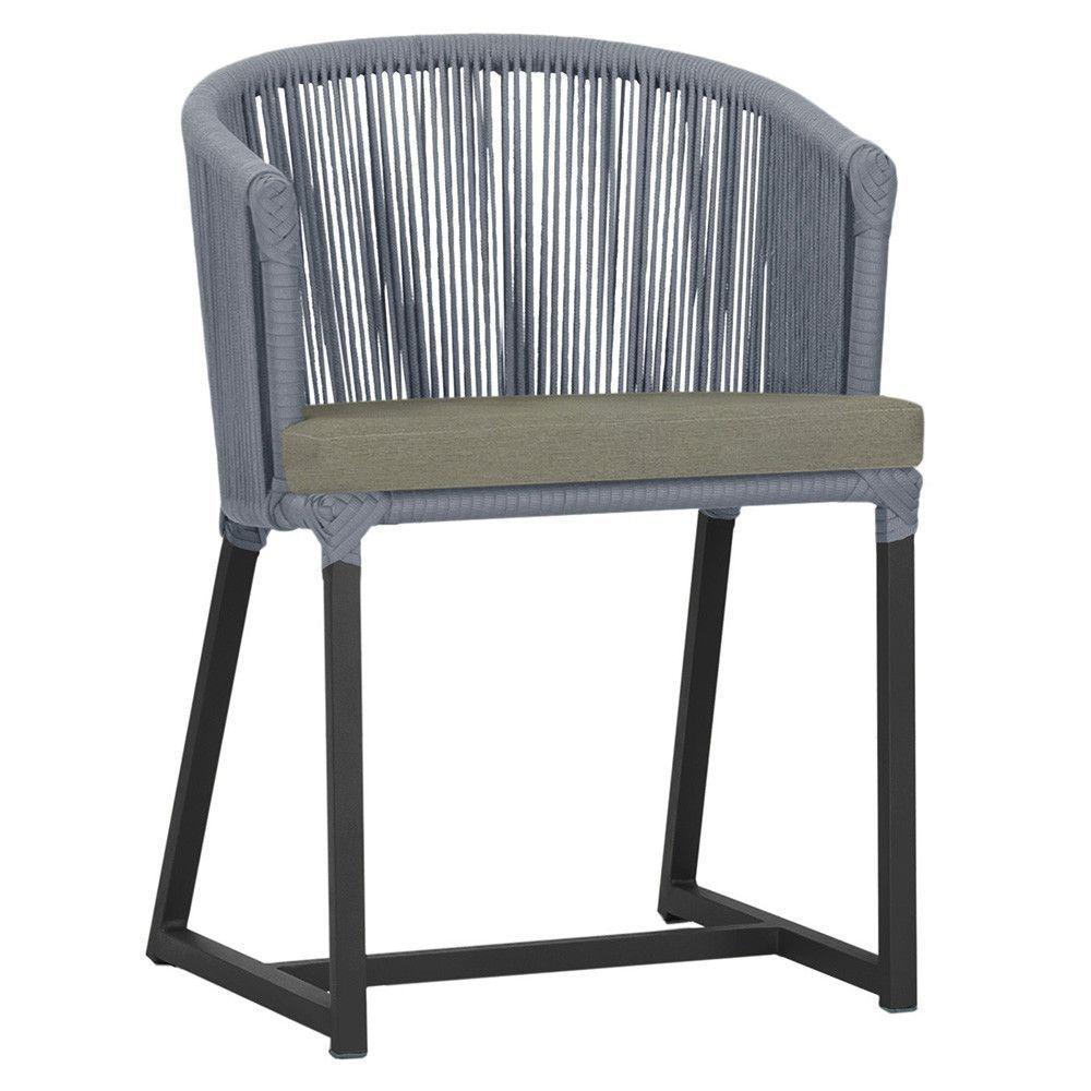 Cadeira De Jantar Noronha Alumínio Preta E8 Trama Original Prata - 1