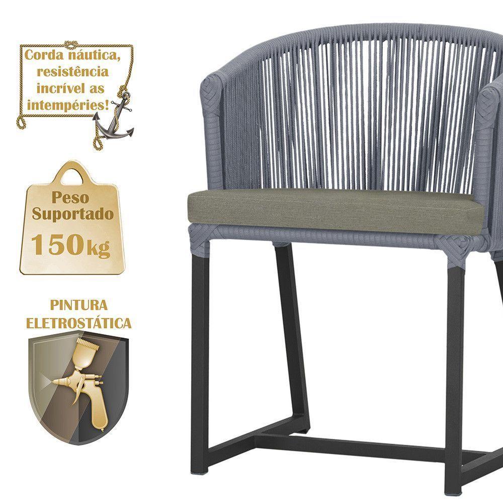 Cadeira De Jantar Noronha Alumínio Preta E8 Trama Original Prata - 4