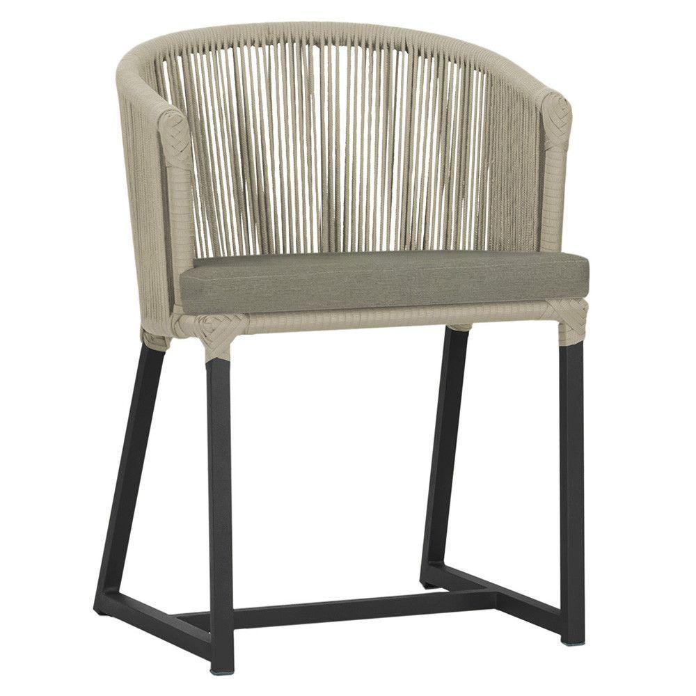 Cadeira De Jantar Noronha Alumínio Preta E8 Trama Original Rami - 1