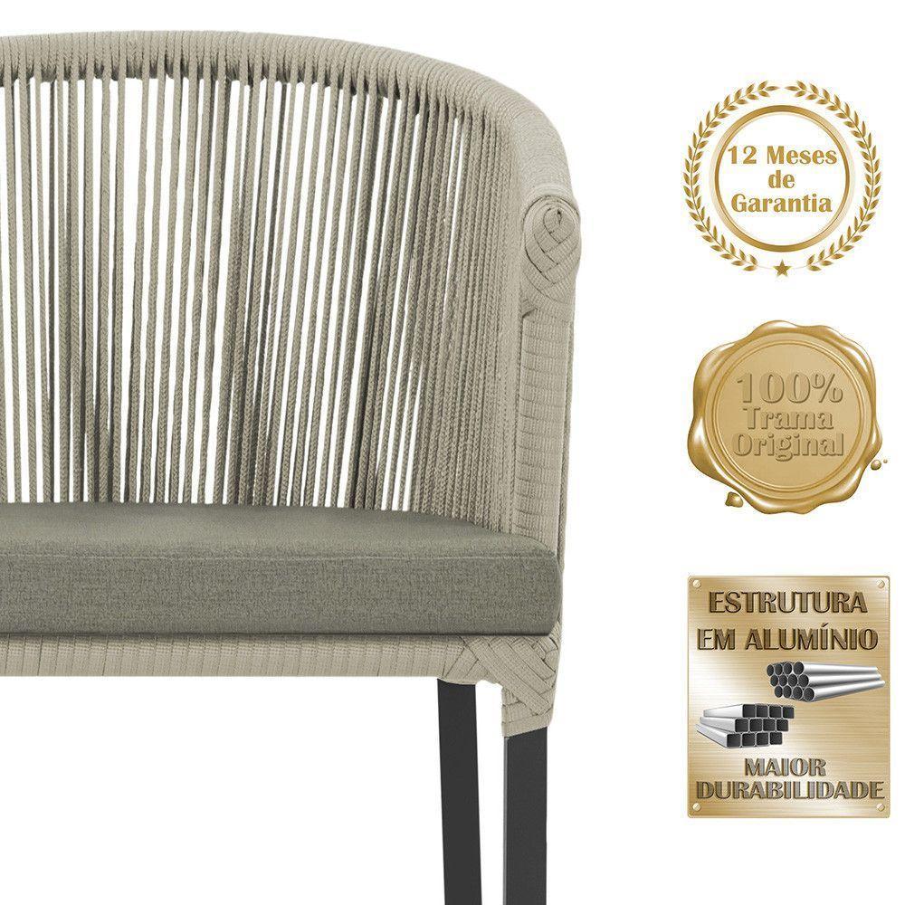 Cadeira De Jantar Noronha Alumínio Preta E8 Trama Original Rami - 3