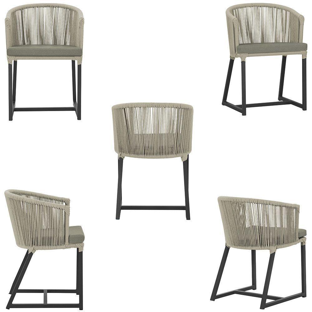 Cadeira De Jantar Noronha Alumínio Preta E8 Trama Original Rami - 5