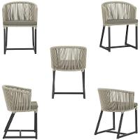 Cadeira De Jantar Noronha Alumínio Preta E8 Trama Original Rami - 5