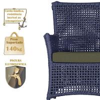 Poltronas Igapó Alumínio Pintura Marrom Corda Náutica E13 Azul - 9