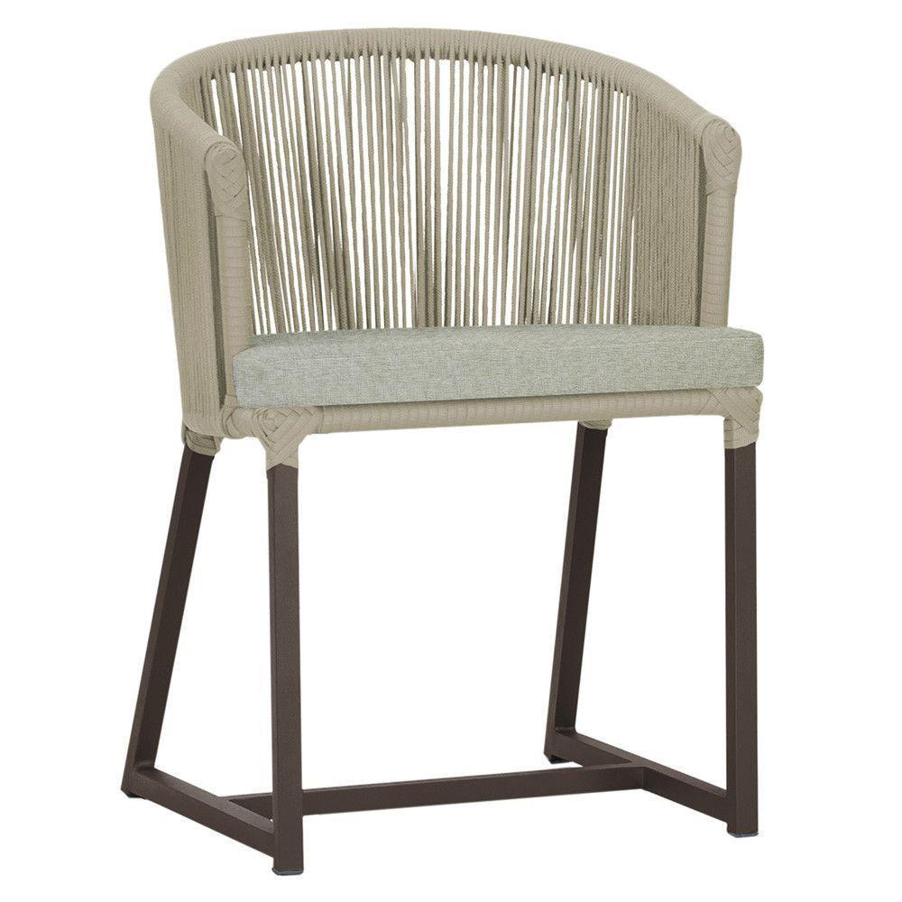 Cadeira De Jantar Noronha Alumínio Marrom E3 Trama Original Rami - 1