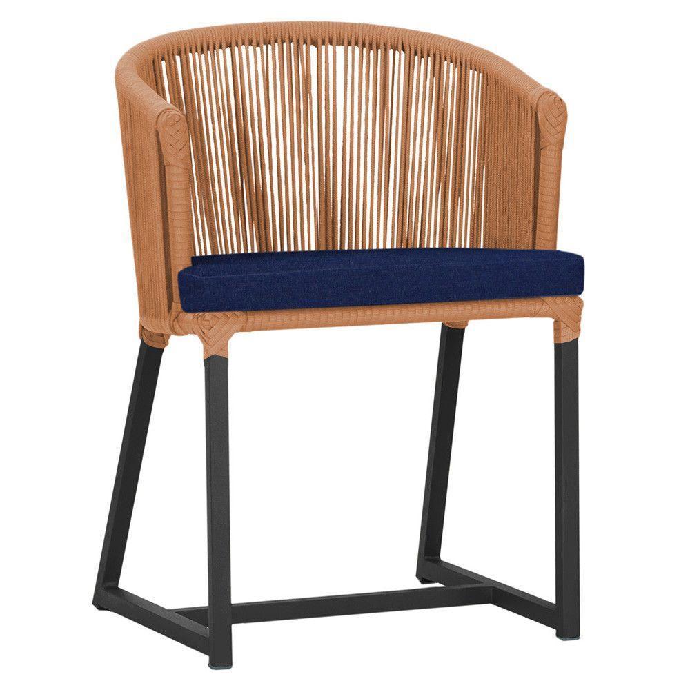 Cadeira De Jantar Noronha Alumínio Preta E10 Trama Original Terra Cota - 1